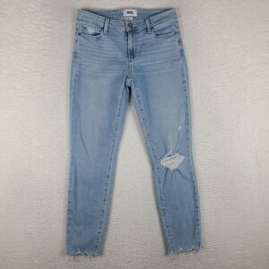 PAIGE Jeans Womens 28 Blue Verdugo Ankle Fray Ricki Destructed Light Wash Denim*